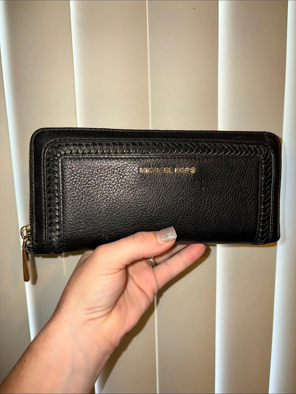 Michael Kors Jet Set Travel Pebbled Leather Zip Around Continental Wallet Black